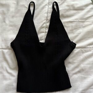SHEIN Black Ribbed Knit Tank Top